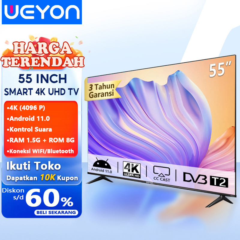 Weyon Sakura Smart TV LED 55 inch/43 inch smart tv digital 4K UHD tv Android Televisi