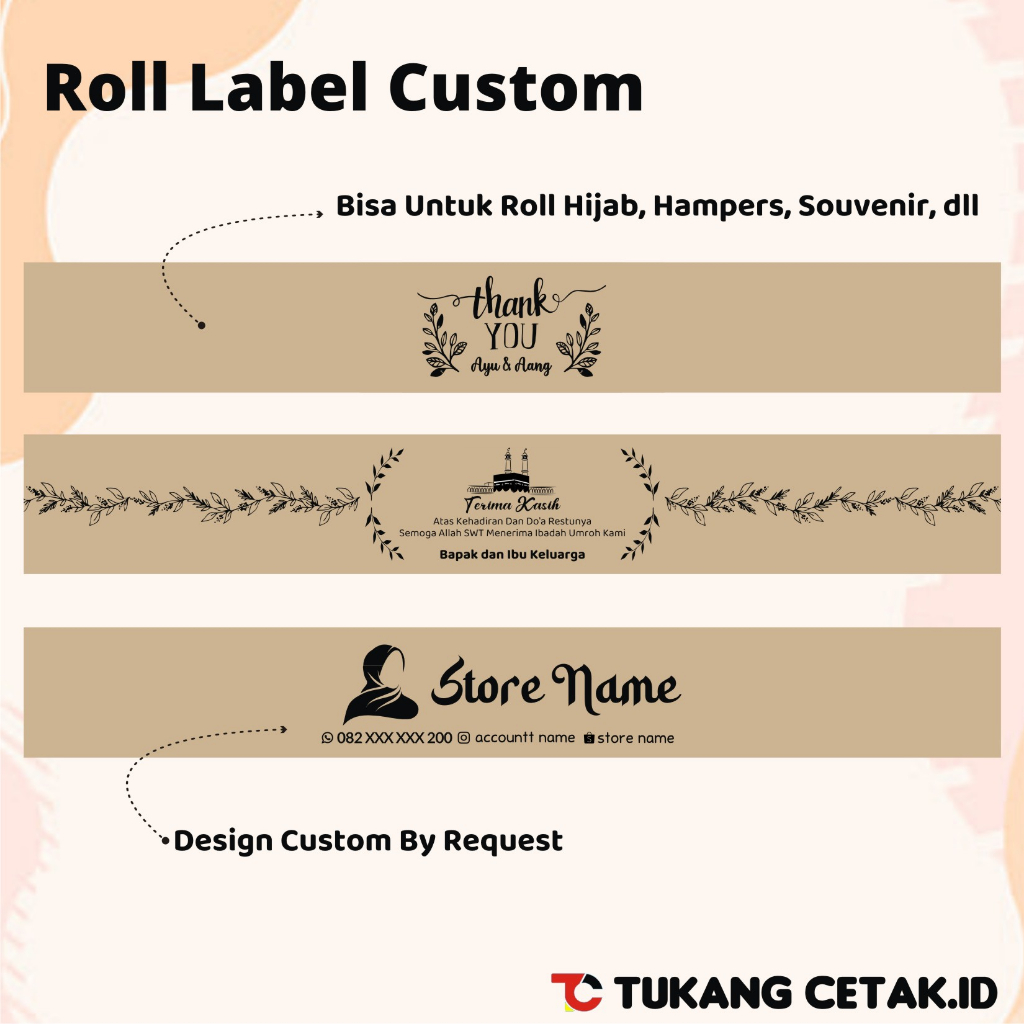 

Roll Label Craft Paper Hijab / Kerudung /Souvenir / Lainnya - Custom
