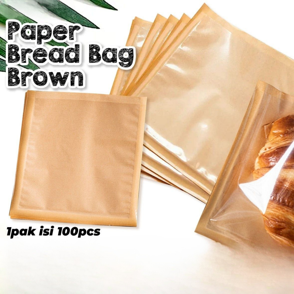 Plastik Kue Kering / Kemasan Kue Kering / Kantong Kue Kering / Kantong Snack /Paper Bread Bag Brown 