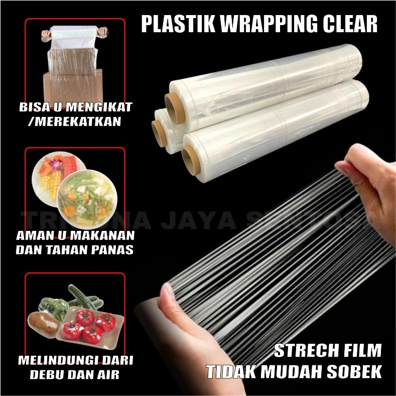 Plastik Wrapping 50cm x 200m Stretch Film 17um Bening PerDus Murah