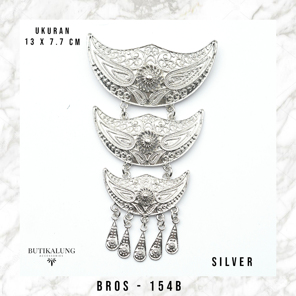 BROS KEBAYA ETNIK KUTUBARU 3 SUSUN JURAI BESAR WARNA SILVER