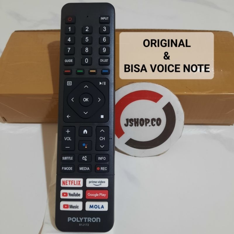 REMOTE/REMOT TV LCD LED POLYTRON 81J172 81J208 SMART TV ANDROID VOICE NOTE ORIGINAL/ASLI