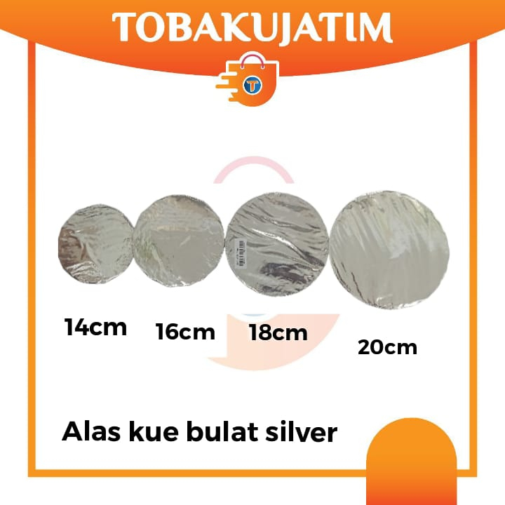 alas kue BULAT SILVER KARTON tatakan cake board 20cm - 10pcs