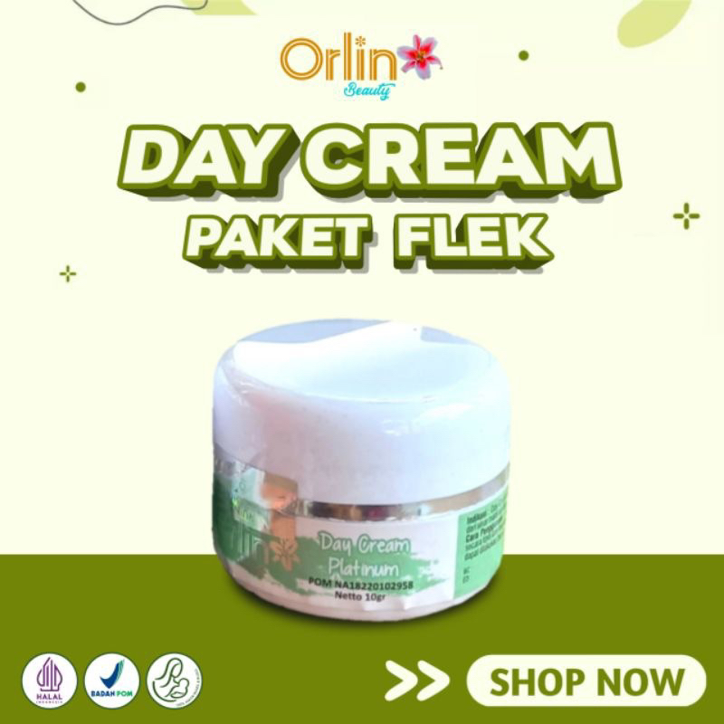 DAY CREAM FLEK PLATINUM Orlin Beauty BERBPOM/Double UV/Mencerahkan wajah