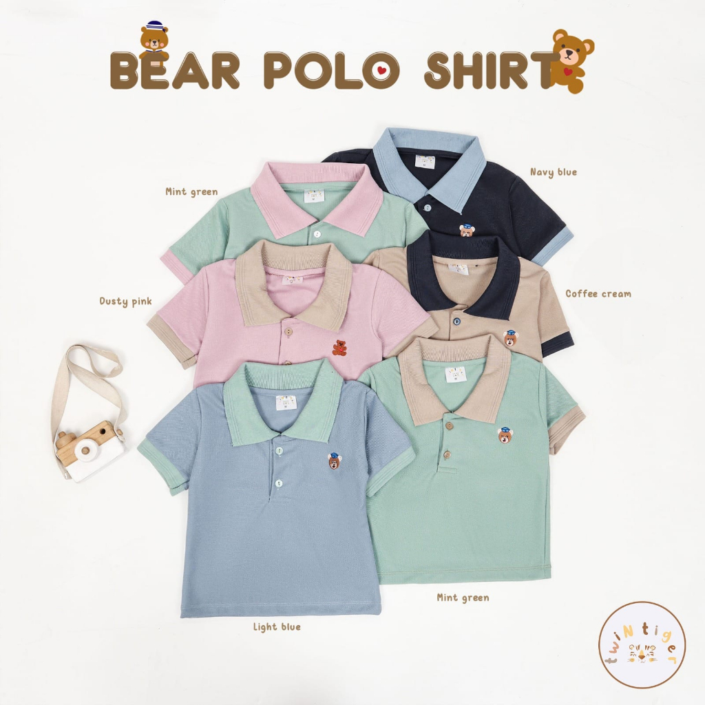 Twin Tiger Polo Bear Shirt 1-5 Tahun Atasan Kaos Polo Anak Unisex