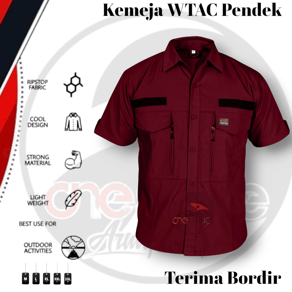 BIG SIZE Kemeja Tactical W TAC Lengan pendek | Baju Kmeja Taktikal Lapangan | Polisi | Army | ripstok tornado