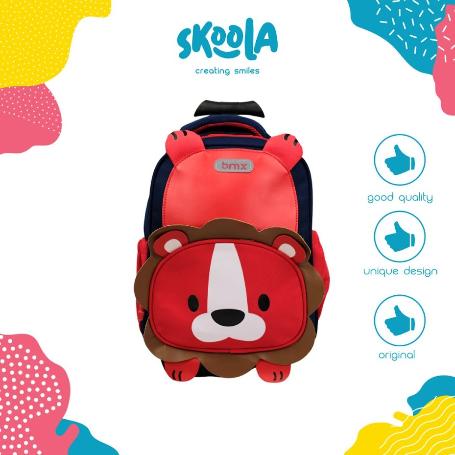 Skoola Tas Sekolah Anak Laki - Laki PAUD TK Trolly Ransel Lion - Conni