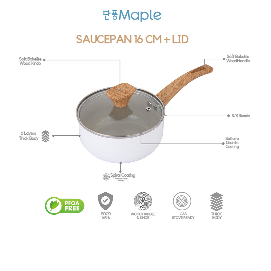 Panci Cookware Set 5in1 - Panci Anti Lengket isi 5 Pcs - Cream BERGARANSI RESMI