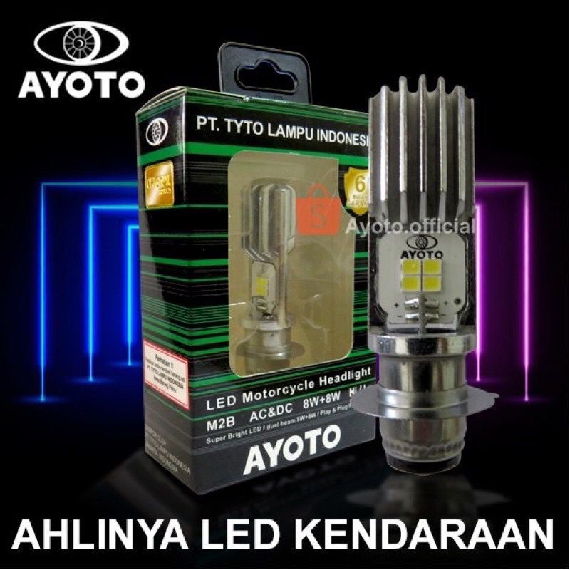 Lampu LED Motor Ayoto M2B H6 AC &amp; DC Motor Bebek &amp; Matic Universal