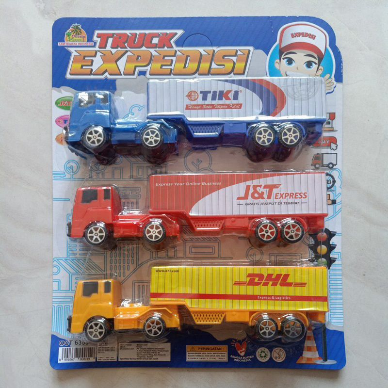 OCT6355 Mainan Truck Expedisi isi 3 PC panjang 20cm OCT 6355