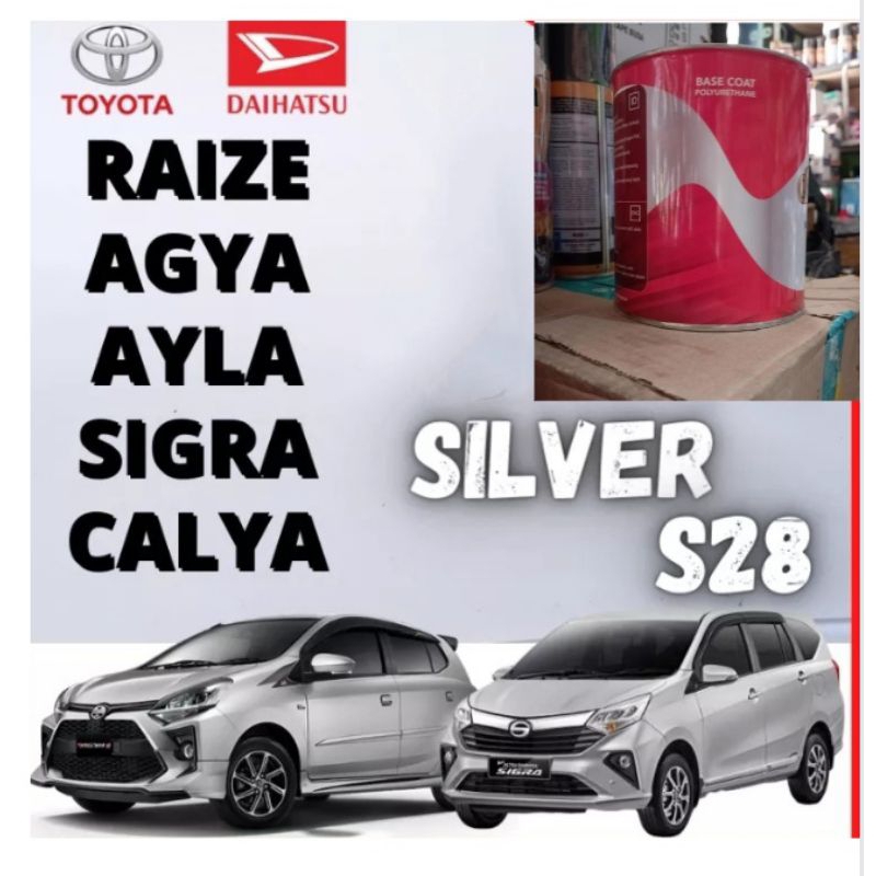 Cat Duco Toyota Silver S28 Cat Rush /Agya/Ayla/Sigra/Calya Cat Oplos Cat Silver Metallic PU 1 kg
