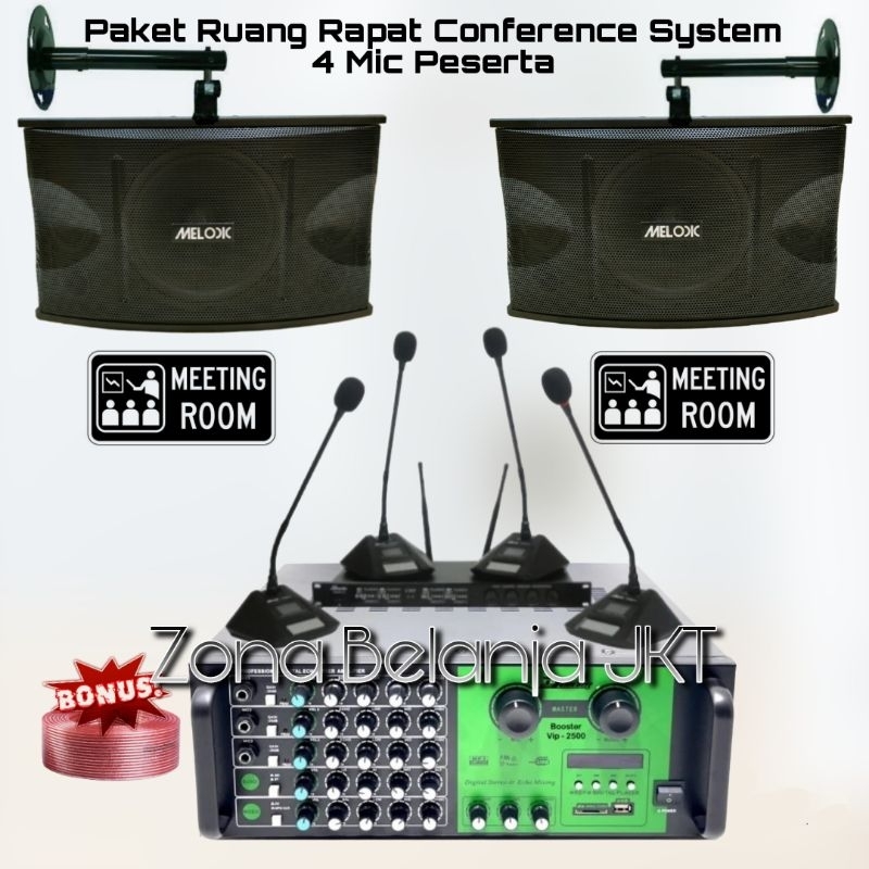 PAKET SOUND SYSTEM RUANG RAPAT MIC CONFERENCE WIRELESS 4 MIC PESERTA