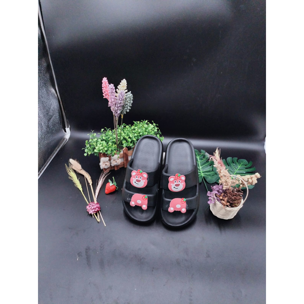 Sandal Karet Wanita Jelly Slip On Lotso Bear Lucu Sandal Empuk Sandal Wanita Kekinian Korean Style 9012-11