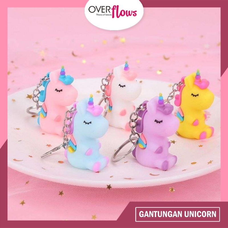 OVERFLOWS.ID GANCI KEYCHAIN BONEKA UNICORN MAGIC TEBEL WARNA PASTEL GANTUNGAN KUNCI LUCU MURAH