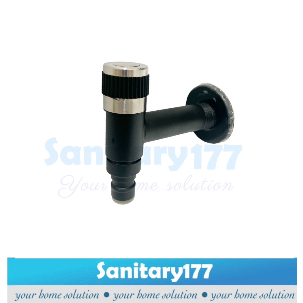 Kran TEMBOK Stainless 304 Minimalis HITAM 501B- Keran air stenlis faucet wall bathroom mini wudhu selang mesin cuci  black stenlis keran air taman /T53