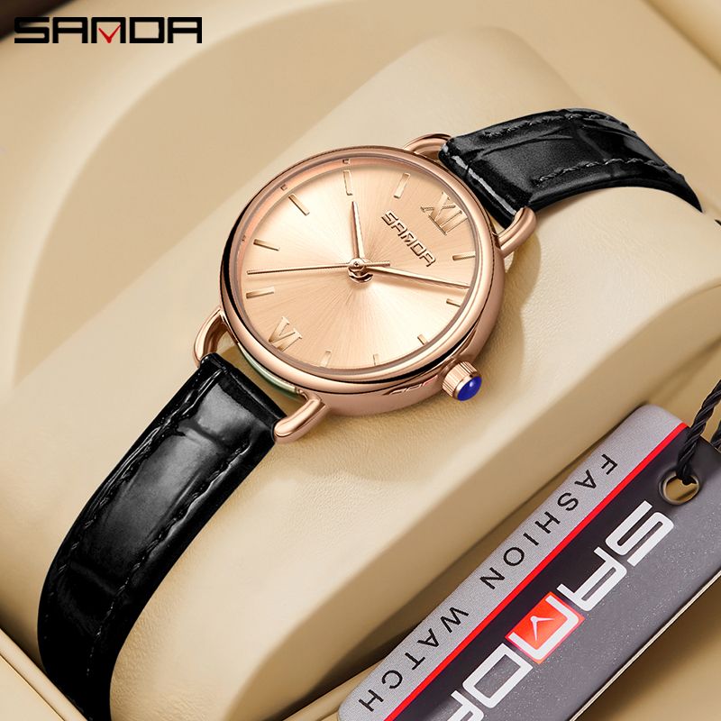 SANDA 1118 Jam Tangan Wanita Analog Retro Style Tali Kulit Quartz WATCHKITE WKOS