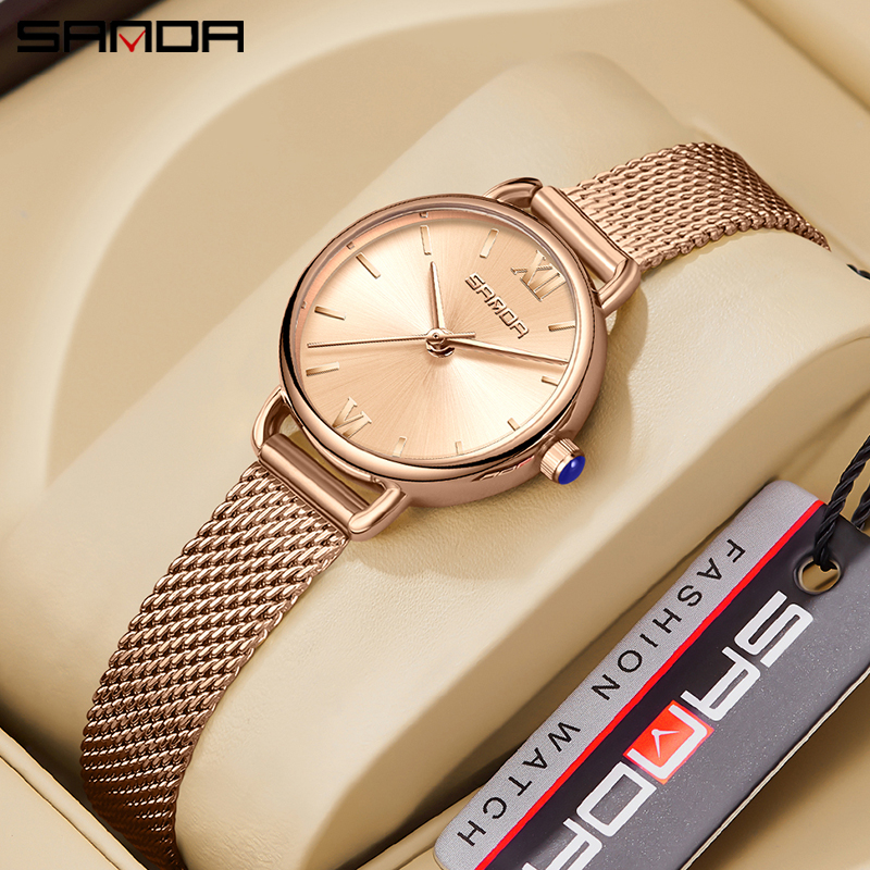 SANDA 1118 Jam Tangan Wanita Analog Retro Style Tali Stainless Quartz WATCHKITE WKOS