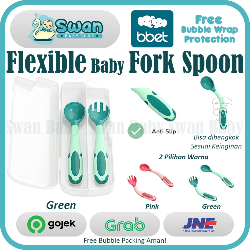 BBET Bendable Baby Fork Spoon / Sendok Garpu Set Makan Anak