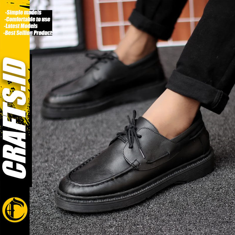 Sepatu Formal Pantofel Pria Casual Kerja Docmart Hitam Kulit Asli Original Crafs Mitsuki