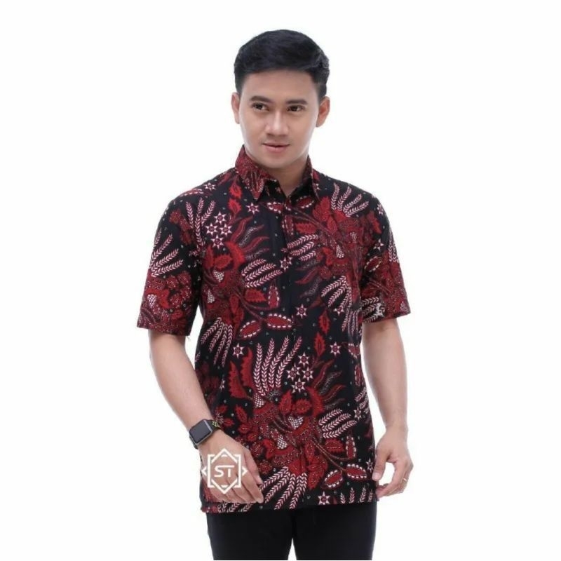 KEMEJA BATIK PRIA LENGAN PENDEK, BAJU BATIK, BATIK PEKALONGAN, ATASAN PRIA, SERAGAM BATIK