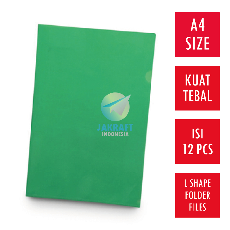 

(1 Pcs) Map L KNK Clear Sleeve A4 Hijau Green File Folder Plastik Mika Transparan Tebal 0.14 mm