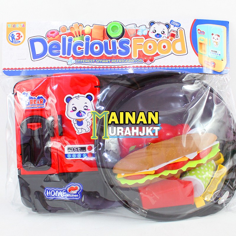 MAINANKEI MAINAN ANAK MURAH YK40 DELICIOUS FOOD LEMARI KULKAS KENTANG HOTDOG MAINAN MASAKAN PANCI INFRARED COOKER