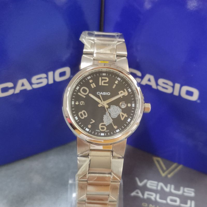 Jam Casio CS LTP 1292D 1AD LTP-1292D-1ADR Wanita Rantai Silver Bulat