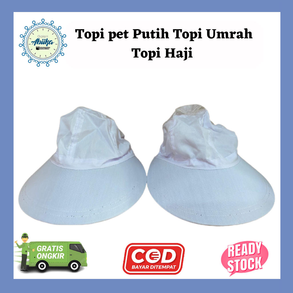 Topi Umrah / Haji Model Pet Pria & Wanita Putih Polos - Perlengkapan Haji dan Umrah
