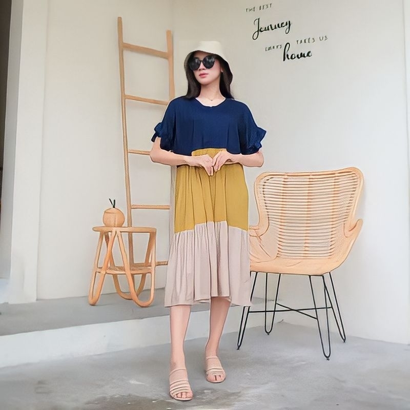 Dress Wanita Dress Pelangi Jumbo Big Size-Best Seller