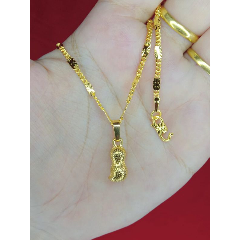 kalung rantai tempe kacang lapis emas 24 k