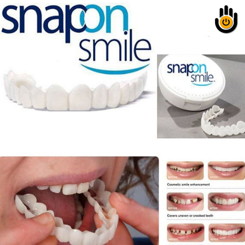 Snap On Smile  ORIGINAL sepasang / silikon 1 set atas bawah snap on Gigi Palsu Snapon Smile 1 Set