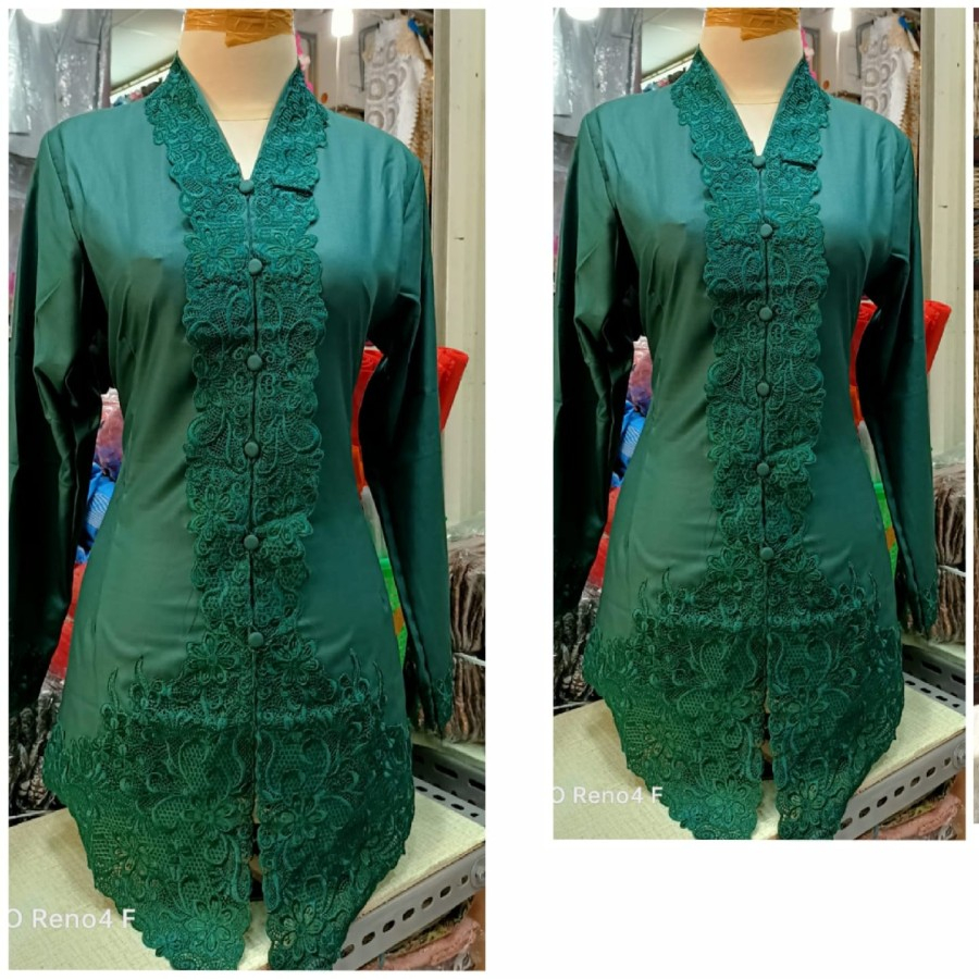atasan kebaya encim bordiran polos senada