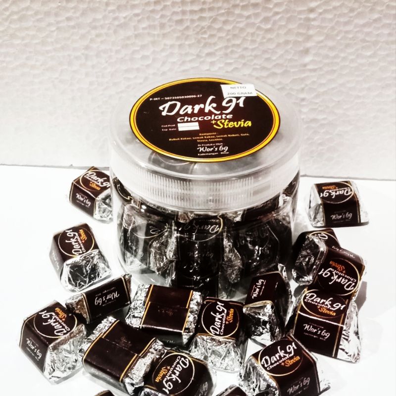 

Coklat Diet Dark 91% Plus Stevia | Permen Coklat Dark Wors69 Blitar