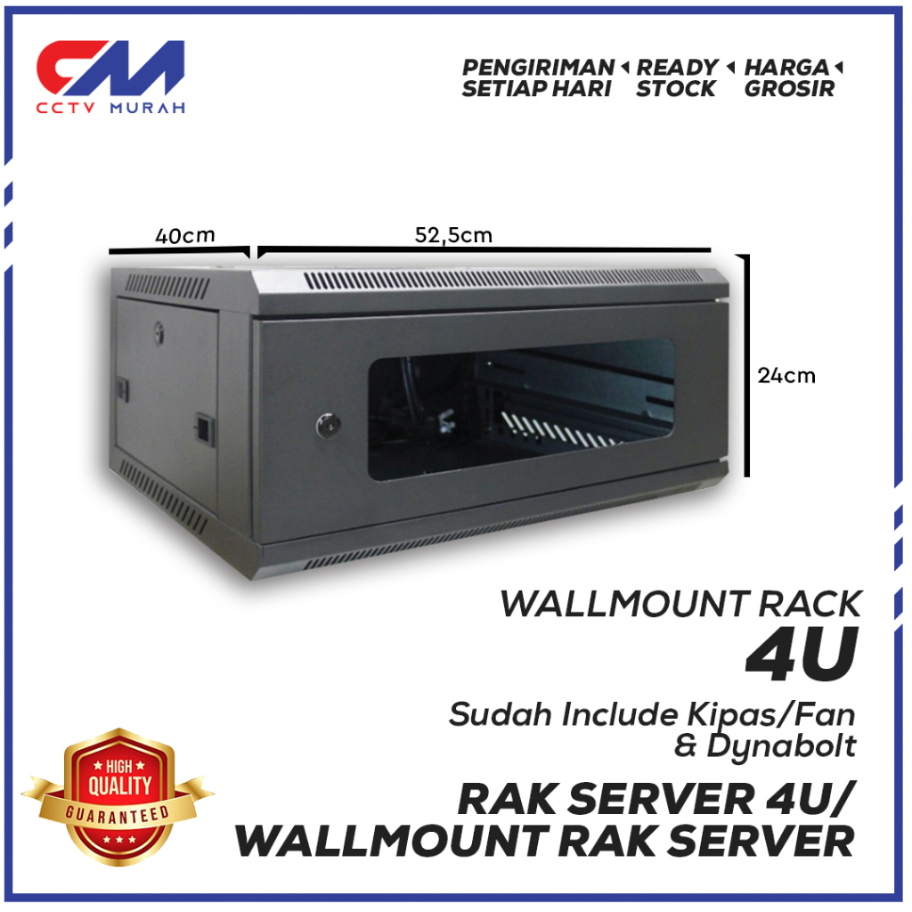 Wallmount Rack Server 4U/Rak Server Ukuran 4U Single Glass Door