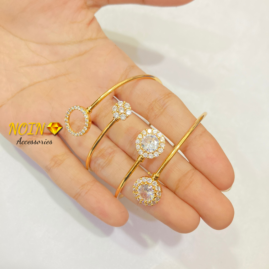 Gelang Bangle Pentol Permata Lapis Emas Aksesoris Perhiasan Wanita