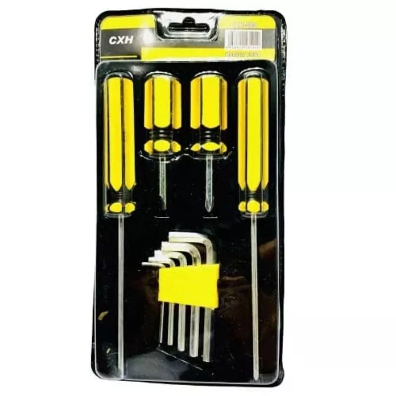 Paket obeng Set Kunci isi 9 Pcs Obeng+Kunci L