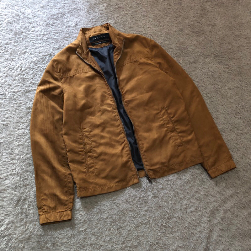 ZARA Man Suede Leather Jacket Brown Preloved - Jaket Kulit Suede ZARA Man Original