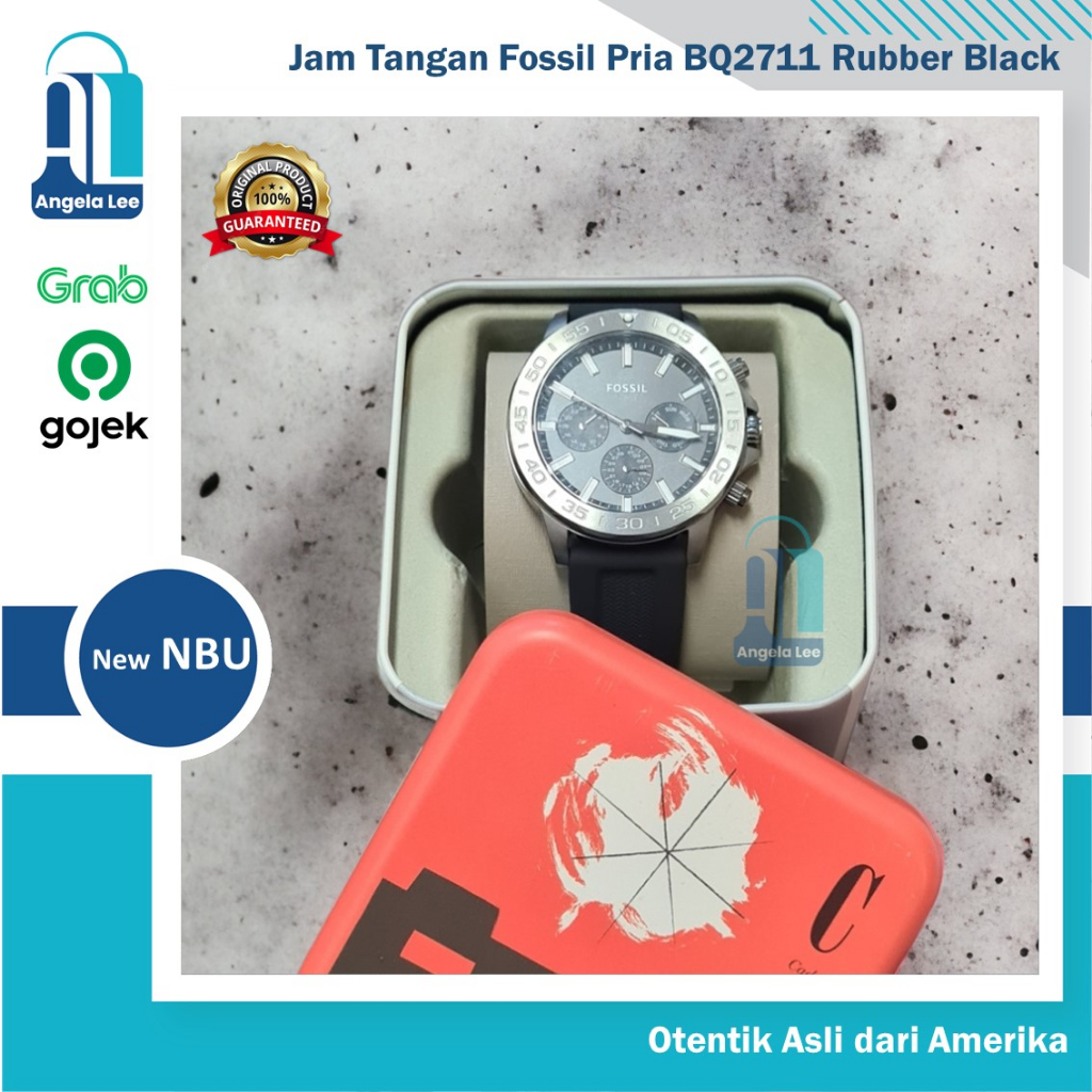 Jam Tangan Fossil BQ2711 Pria Original Otentik USA Rubber Black Authentic