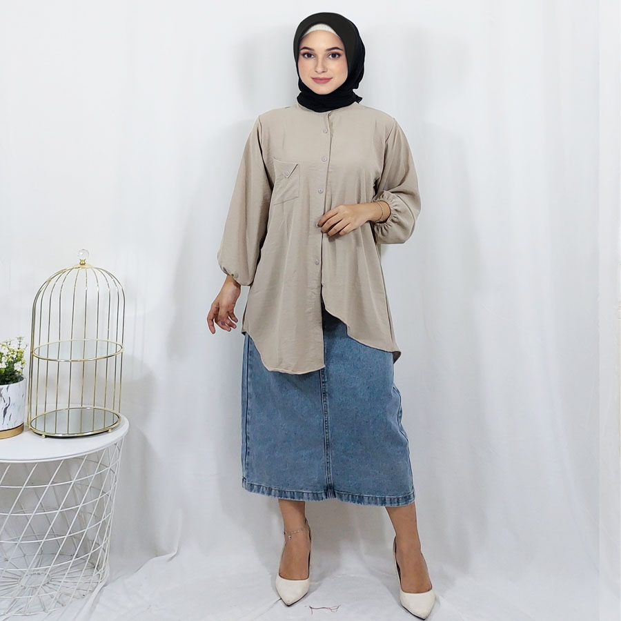 TUNIK BARU KATUN CRINKLE AIRFLOW ASYMETRIS PREMIUM WANITA GL FASHION