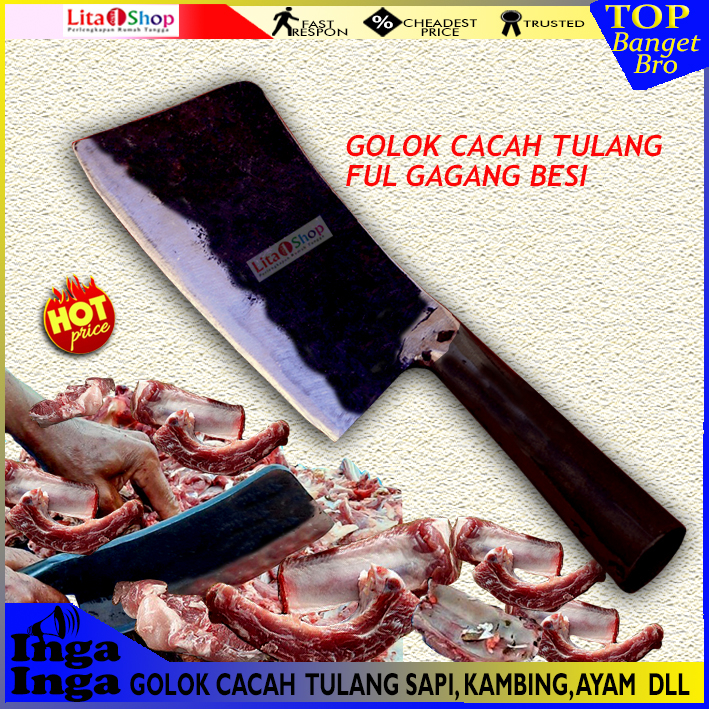 Pisau Golok Cacah Daging Sapi - Pisau Tulang Daging Kambing Ayam
