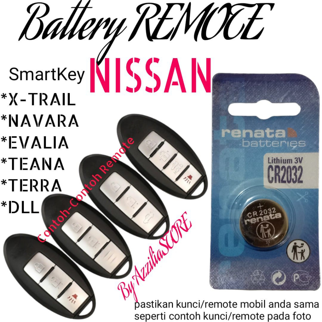 Baterai Battery Batre Batrai Batere Untuk Remote Remot SmartKey Smart Key Kunci Mobil Nissan Xtrail 