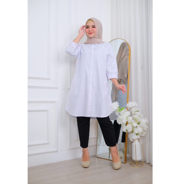 Tunik Katun Polos Putih/Kemeja Putih Polos