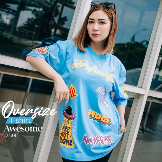 Deliwafa  - [Deliwafa] Oversize Unisex T-Shirt Awesome