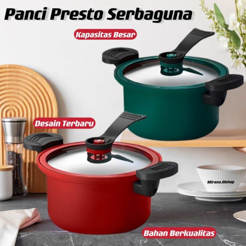 Panci Presto Serbaguna Totipotent Pot/Panci Presto Teflon Anti Lengket 3.5L Teflon Pressure •Mirano•