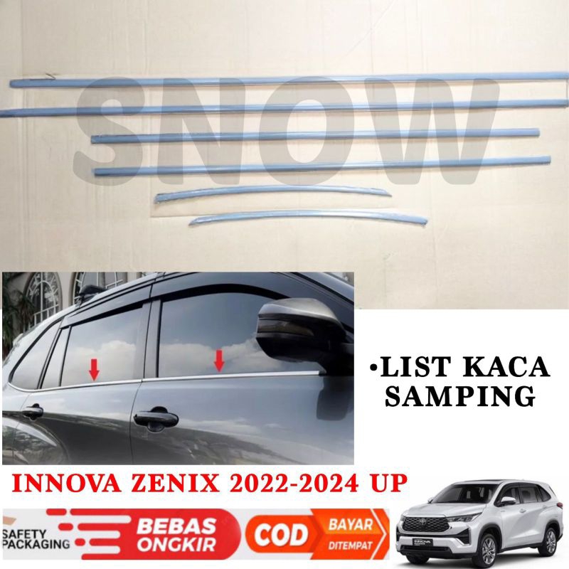 List Kaca Samping Innova Zenix 2022 2023 2024 Window Liner Stainless