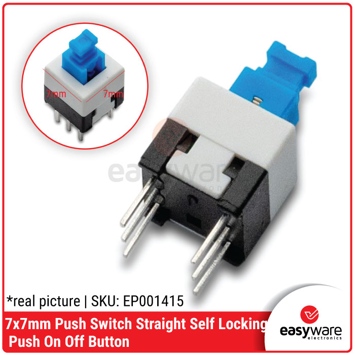 7x7mm Push Switch Straight Self Locking Push On Off Button 6 pin 7x7