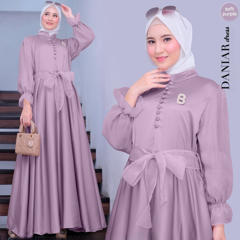 Danira dress Gaun kondangan elegan bahan maxmara polos gamis terbaru 2023