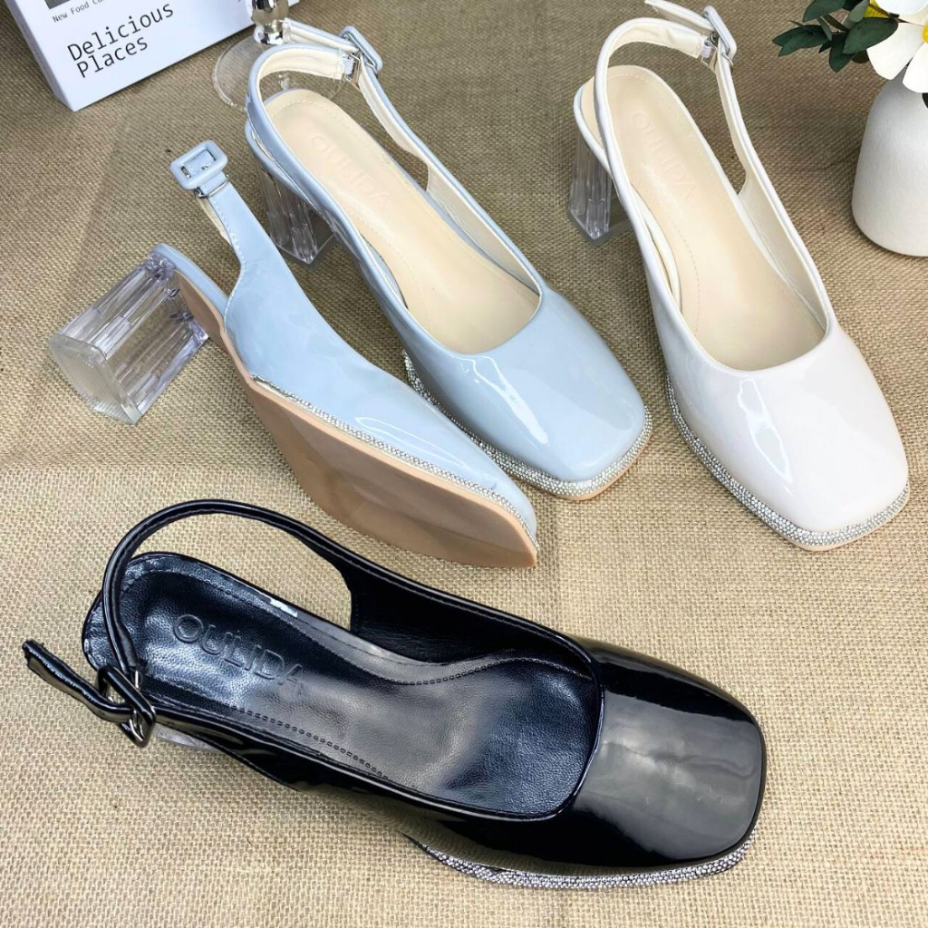 DDS712 heels kaca terbaru wanita import sepatu heels tapak tahu murah sepatu fashion kekinian Cod Jakarta