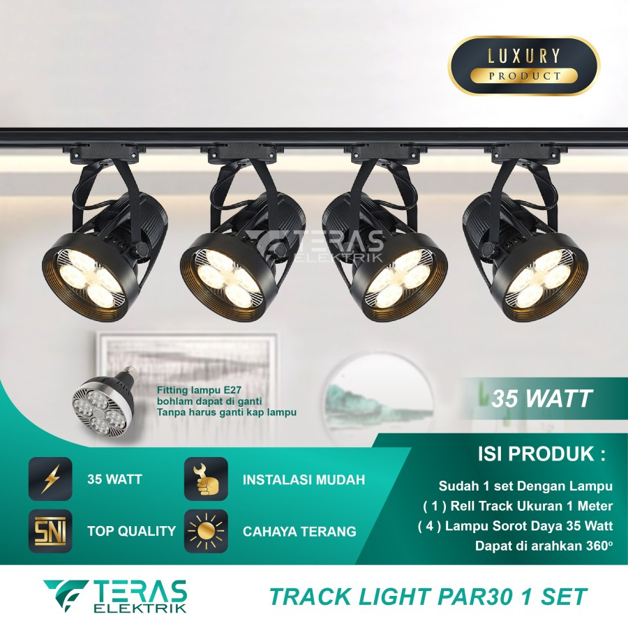 Lampu sorot rel 35 Watt industrial konsep tracklight satu set