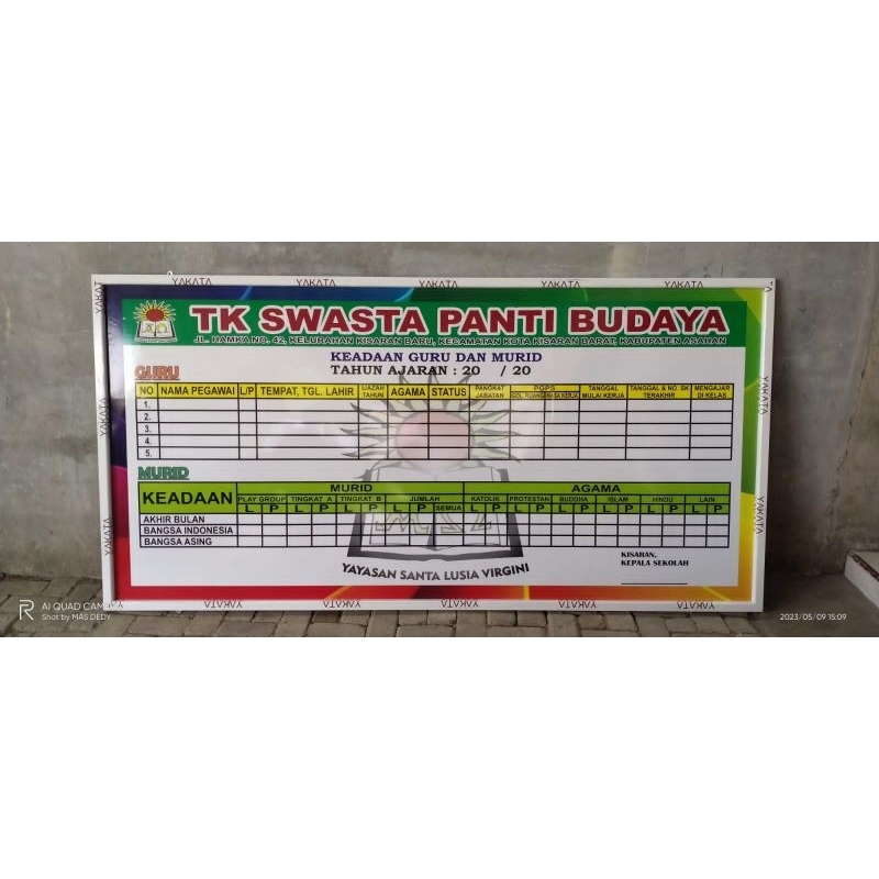 

Papan Data Sekolah Ukuran 120 x 240